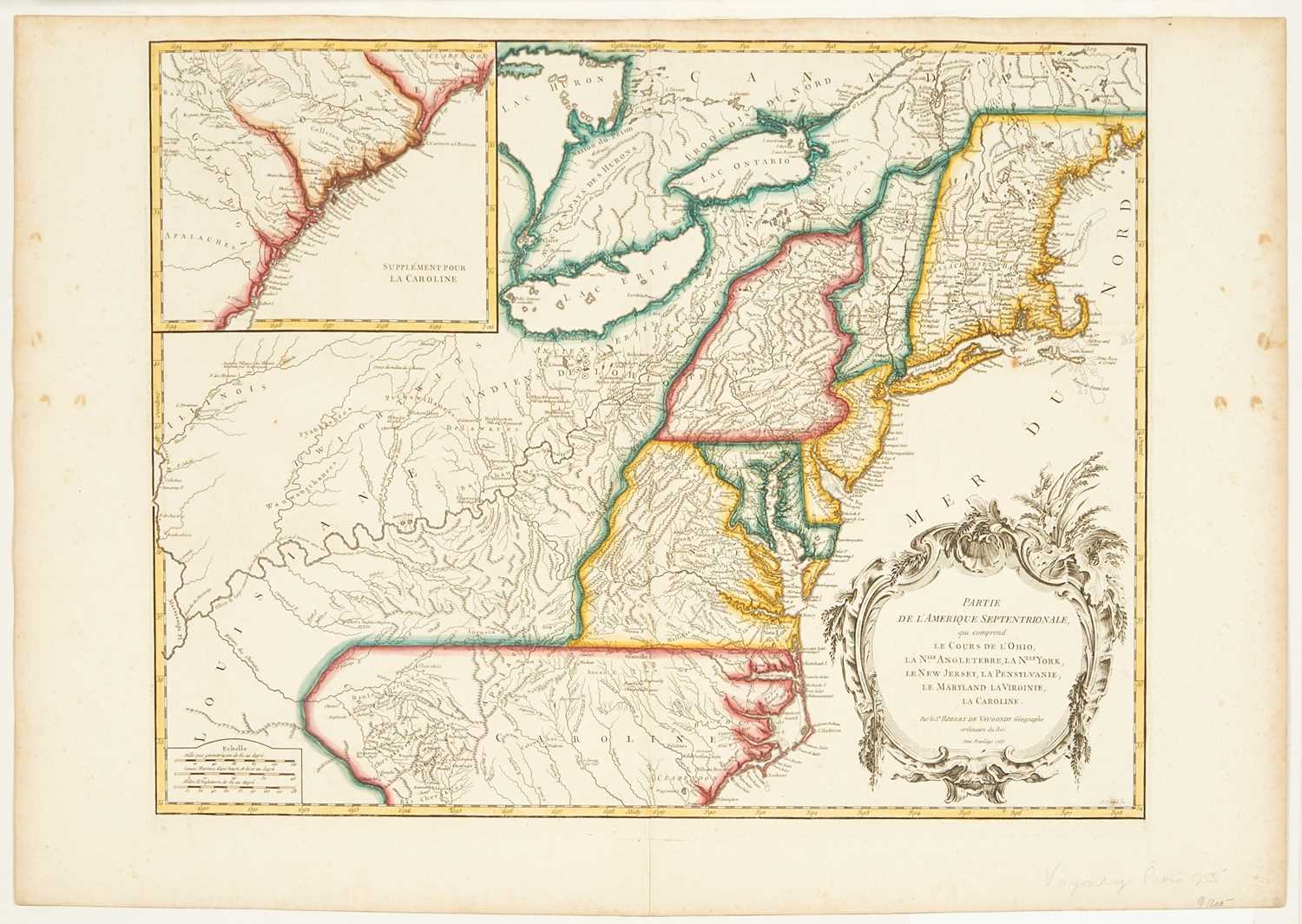 Lot 57 - A French and Indian War era map with colonial borders delineated