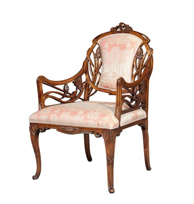 Lot 414 - Art Nouveau Style Walnut Armchair