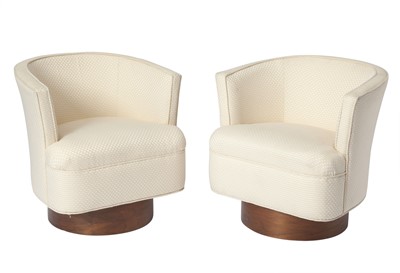 Lot 181 - Pair of Upholstered Swivel Tub Chairs