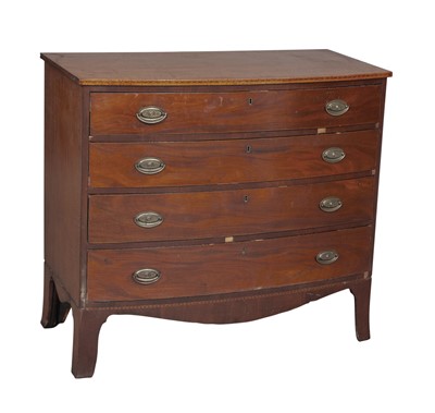 Lot 662 - Federal Inlaid Maple and Mahogany Bowfront Chest of Drawers