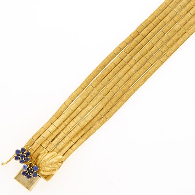 Lot 2266 - Multistrand Gold and Sapphire Bracelet