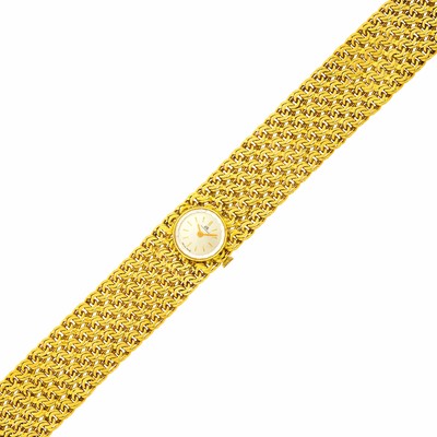 Lot 1105 - Bucherer Wide Gold Curb Link Mesh Wristwatch