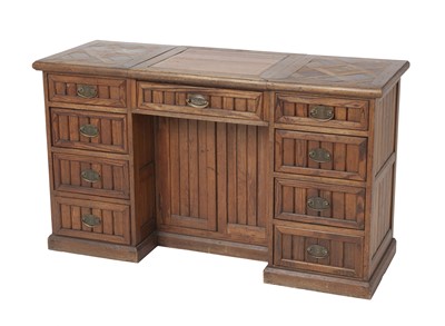 Lot 339 - Victorian Parquetry Inlaid Pine and Walnut Kneehole Desk