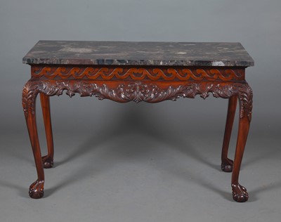 Lot 303 - George II Style Marble Top Carved Mahogany Table