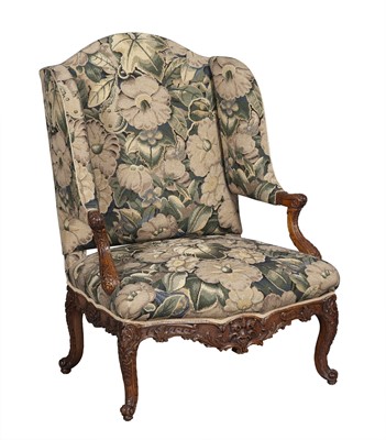 Lot 395 - Regence Style Tapestry Upholstered Mahogany Fauteuil