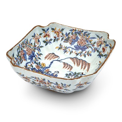 Lot 280 - Dutch Delft Chinoiserie Decorated Polychrome Square Bowl