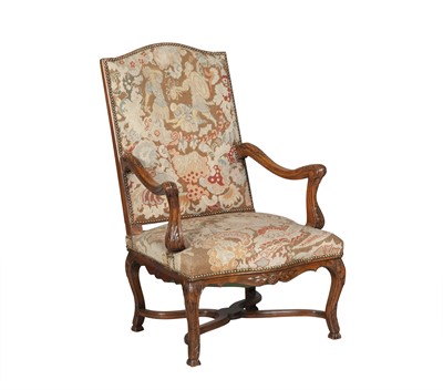 Lot 298 - Louis XIV/XVI Regence Style Needlepoint Upholstered Beechwood Fauteuil