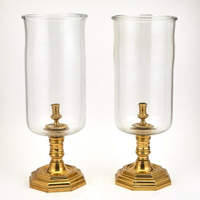 Lot 294 - Pair of Brass and Glass Photophores