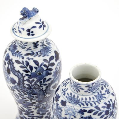 Lot 320 - Pair of Chinese Blue and White Porcelain Vases and Covers