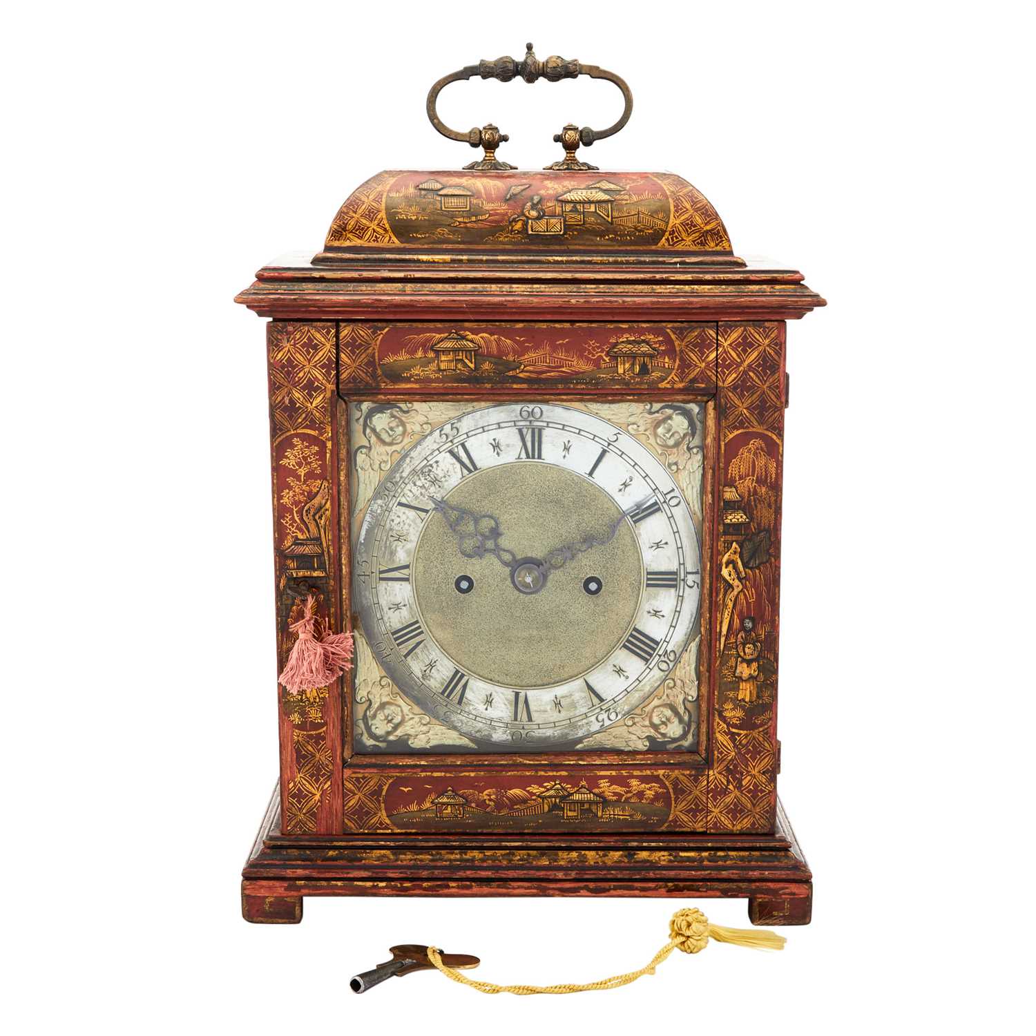 Lot 321 - English Parcel-Gilt Red Japanned Table Clock
