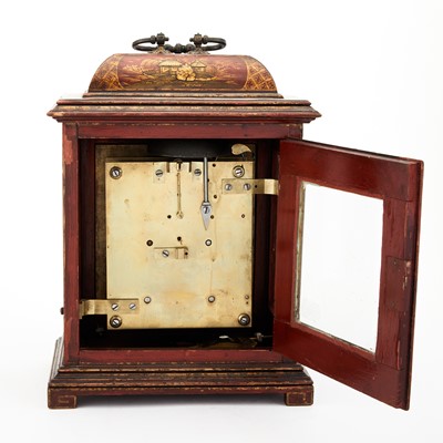 Lot 321 - English Parcel-Gilt Red Japanned Table Clock