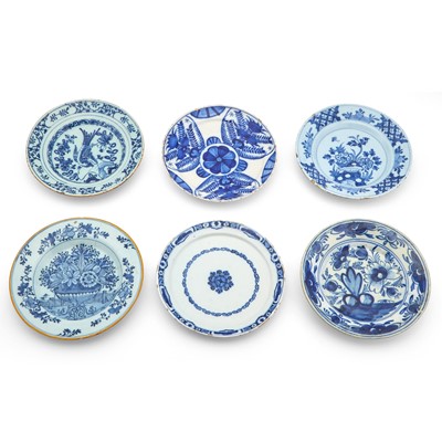 Lot 292 - Group of Six Dutch Delft Blue and White Plates