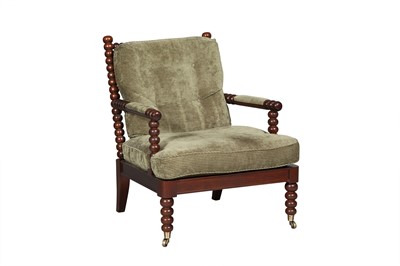 Lot 330 - Upholstered Mahogany Bobbin-Turned Armchair