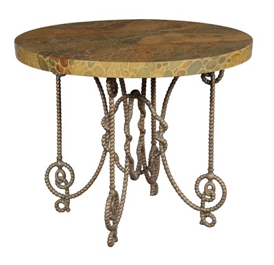 Lot 383 - Parish Hadley Faux Stone and Gilt-Metal Occasional Table