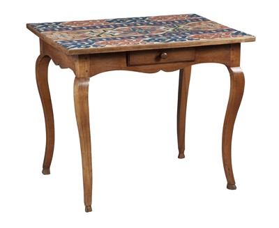 Lot 336 - Louis XV Style Needlepoint Top Walnut Side Table