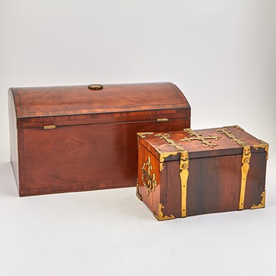 Lot 344 - Brass Mounted Wood Covered Box