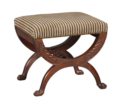 Lot 385 - Empire Upholstered Fruitwood Curule Stool