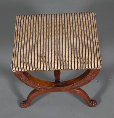 Lot 385 - Empire Upholstered Fruitwood Curule Stool