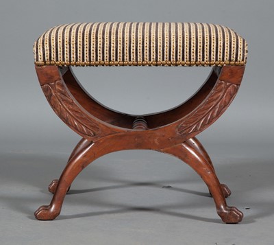 Lot 385 - Empire Upholstered Fruitwood Curule Stool