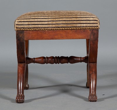 Lot 385 - Empire Upholstered Fruitwood Curule Stool