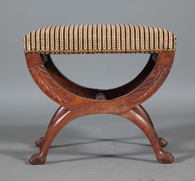 Lot 385 - Empire Upholstered Fruitwood Curule Stool