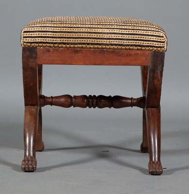 Lot 385 - Empire Upholstered Fruitwood Curule Stool