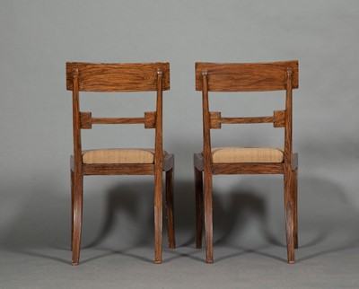 Lot 386 - Pair of Regency Style Parcel Gilt Grain-Painted Side Chairs