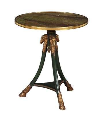 Lot 350 - Louis XVI Style Faux Marble and Painted Wood Tripod Table