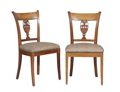 Lot 286 - Four Continental Neoclassical Fruitwood Side Chairs