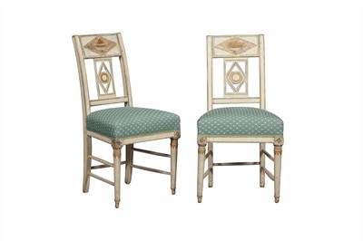 Lot 401 - Pair of Continental Neoclassical Painted Side Chairs
