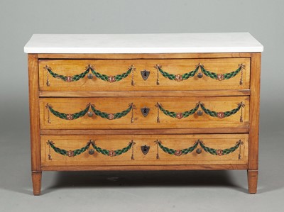 Lot 402 - Continental Paint Decorated Fruitwood Commode