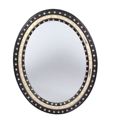 Lot 283 - Irish Regency Style Jeweled and Ebonized Mirror
