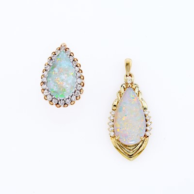 Lot 2237 - Gold, Opal and Diamond Ring and Pendant