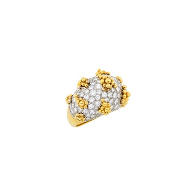 Lot 179 - Gold, Platinum and Diamond Dome Ring