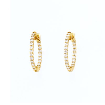 Lot 2004 - Pair of Gold and Diamond Hoop Earrings
