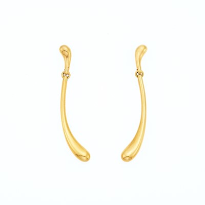 Lot 2019 - Tiffany & Co., Elsa Peretti Pair of Gold 'Teardrop' Pendant-Earrings