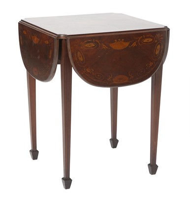 Lot 197 - Continental Marquetry Inlaid Mahogany Drop Leaf Table