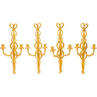 Lot 281 - Set of Four Giltwood Two-Light Sconces