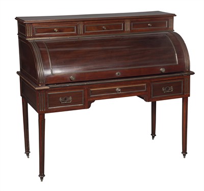 Lot 391 - Louis XVI Style Brass Mounted Mahogany Roll Top Desk