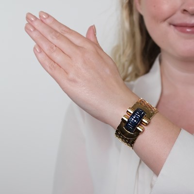 Lot 214 - Van Cleef & Arpels Gold, Mystery-Set Sapphire and Sapphire 'Ludo Hexagone' Bracelet, France
