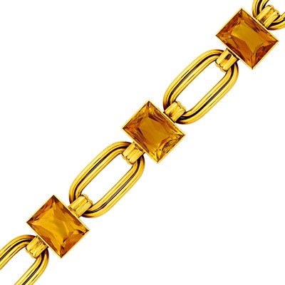 Lot 1027 - Gold and Citrine Bracelet