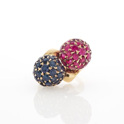 Lot 2094 - Gold, Ruby and Sapphire Ring