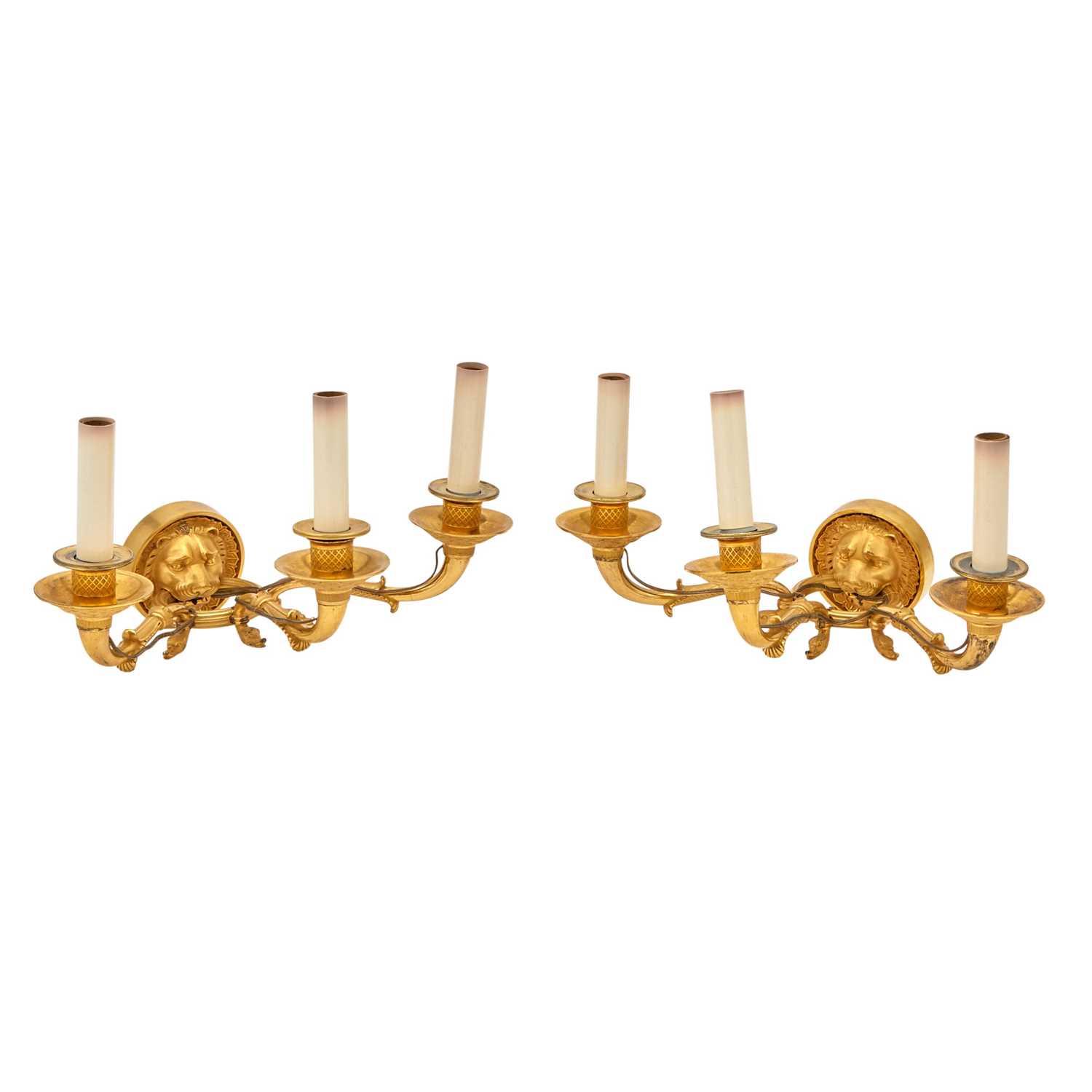 Lot 697 - Pair of Empire Ormolu Wall Lights