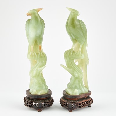 Lot 8 - Pair of Chinese Green Jade Pheasants