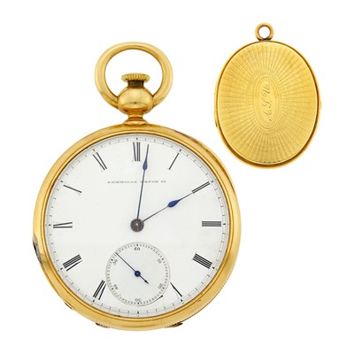 Lot 87 - American Watch Company Gold Open Face Pocket Watch and Locket