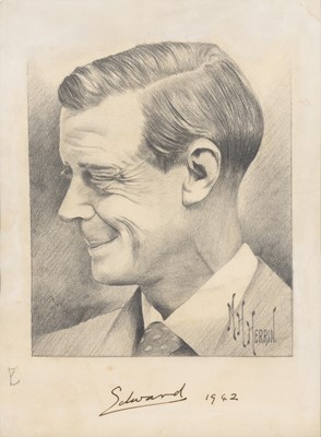 Lot 126 - Signed pencil portraits of Edward and Wallis