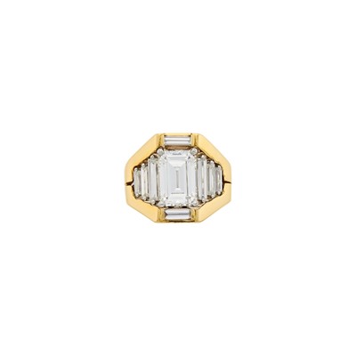 Lot 161 - Platinum and Diamond Ring with Gold and Diamond Jacket