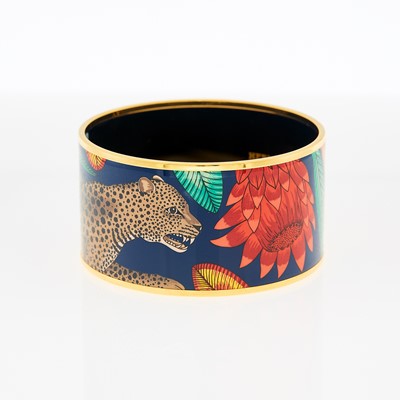 Lot 1006 - Hermès Paris Multicolored Enamel Wide 'La Marche de Savana' Bangle Bracelet