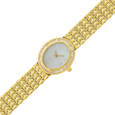 Lot 33 - Gold, Mother-of-Pearl and Diamond Wristwatch