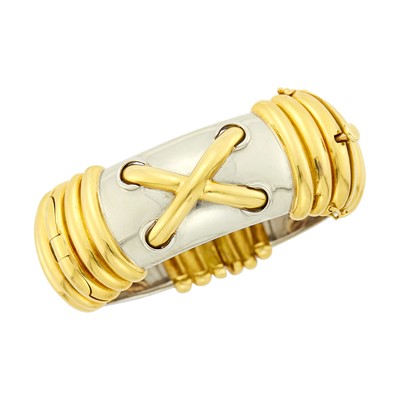 Lot 52 - Tiffany & Co. Two-Color Gold Cuff Bangle Bracelet